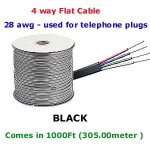 4C 28AWG BLACK Modular 1000 Feet Cable Reel