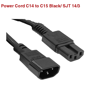 Power Cord C14 to C15 Black/ SJT 14/3