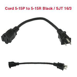 Power Cord 5-15P to C15 Black