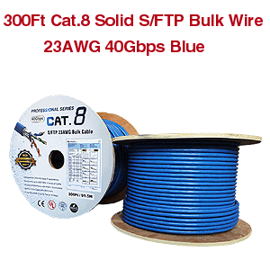 Cat.8 Solid S/FTP Bulk Wire 23AWG 40Gbps Blue