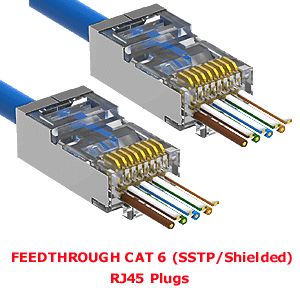 RJ45 CAT-6 SSTP ( Shielded ) Plug Pass Through ( 100 Pack )