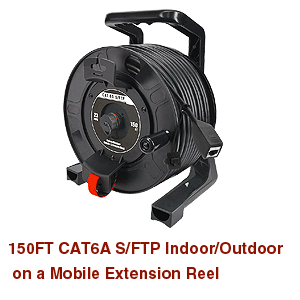 150FT CAT6A S/FTP Indoor/Outdoor REEL Retractable Cable