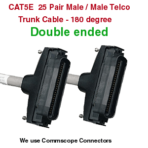 25 PAIR CAT-5E TRUNK 180 Degree M-M Telco Cables