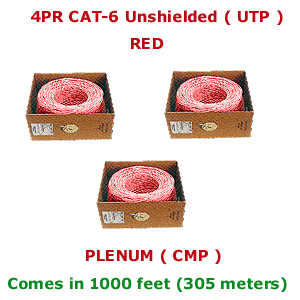 Bulk Wire Solid CAT-6 RED PLENUM