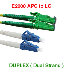 E2000 APC to LC UPC 9/125 Duplex Fiber Optic Cable