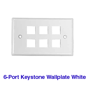 6 x Port Keystone Jack Wall/Face Plate - WHITE
