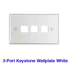 3 x Port Keystone Jack Wall/Face Plate - WHITE