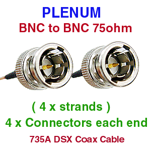 PLENUM BNC to BNC 4 Pack 735A Coax Cable