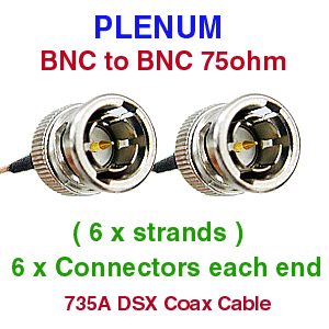 BNC to BNC 6 Core PLENUM 735A Coax Cables