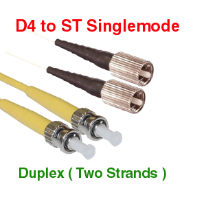 D4 to ST 9/125 Singlemode Fiber Optic Cables