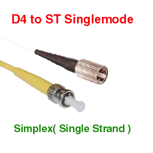 ST to D4 Fiber Optic Cables, Singlemode