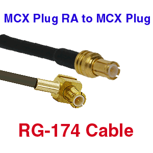 Right Angle MCX to MCX Plug RG-174 Cables