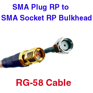 SMA F RP to SMA M RP RG-58 Bulkhead